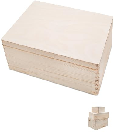 Bärenfreunde - Holzkiste mit Deckel mit abgerundeten Kanten - Deko Box mit Deckel groß oder klein für Erinnerungen, Aufbewahrungen oder Dekobox mit Deckel (S | Klappdeckel,blanko)