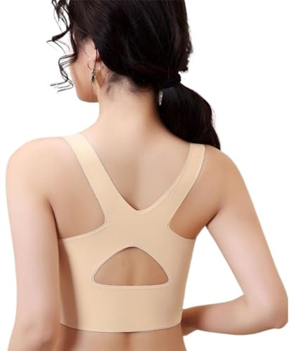 xinrishe Sujetador De Elevación Potente con Hebilla Lateral Cruzada Frontal para Mujer, Bralette De Corrección De Postura De Espalda, Bras De Compresión De Doble Soporte (Color : Skin, Size : XXL)