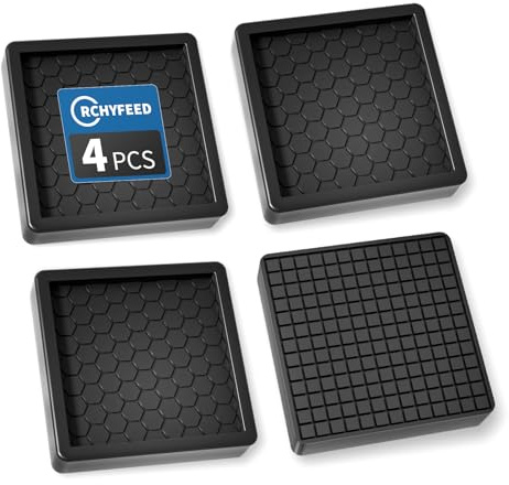 RCHYFEED Piedini antiscivolo gomma, 4 Pezzi Feltrini per Sedie, Proteggi Gambe per Mobili, Feltrini antiscivolo per mobili - per il Fissaggio in Posizione dei Mobili (Nero-quadrato 5cm)