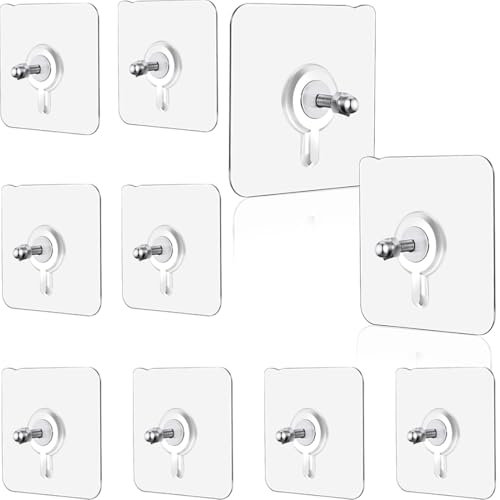 10 Stück Bilderhaken Selbstklebend, Transparent Klebehaken, Bilderhaken Ohne Bohre,Klebehaken Bilderrahmen, Bildaufhänger Selbstklebend für Bilder, Poster, Dekorative Gemälde,Maximale Belastung 5 kg