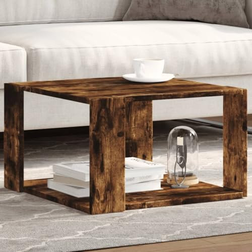 HofnbE Couchtisch 51,5x51,5x30 cm Kaffeetisch Satztisch Sofatisch Beistelltisch Coffe Table Wartebereich Tisch Modernes Design Telefontisch Holzwerkstoff Räuchereiche