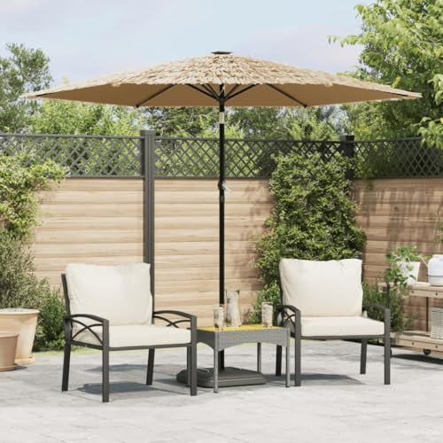 Homgoday Sonnenschirm mit LED und Stahlmast Balkonschirm Gartenschirm Marktschirm Strandschirm Kurbelschirm Terrassenschirm Schirm UV-Schutz Braun 268x268x226 cm