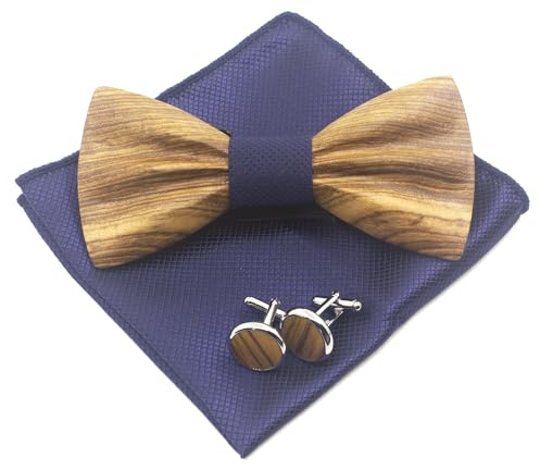 Cyriacus Holzfliege Set Herren Holzfliegenset Fliege aus Holz,für Hochzeit Aufführungen Abschlussball Geschenk