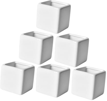 NULYLU 6piezas De Cerámica Cuadradas para Suculentas De Blancas para y Decoración del