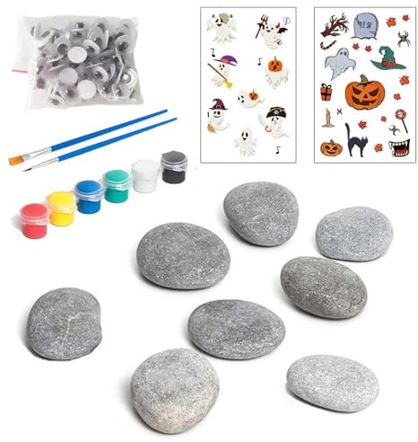 demaxiyad Kit zum Malen von Steinen, Kit zum Malen von Steinen | Glatte Zeichnungssteine ​​,Mal- und Bastelset, Weihnachtsstein-Malset zum Malen, flaches Malen von Felsen, interaktiv