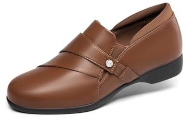 DREAM PAIRS Loafers för kvinnor slip-on uppklädda bekväma affärer vardag arbete kontor fuskläder loaferskor med fotvalvstöd, SOLBRÄNNA, 37.5 EU