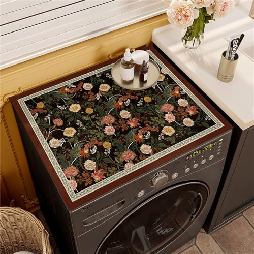 Highdi Housse de Protection pour Machine à Laver Top Motif Floral,Coussin de Machine à Laver Antidérapant Housse de Machine à Laver pour Machine à Laver Ou Sèche-Linge (Fleur,60x60cm)