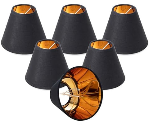 6er Set Kerze Kronleuchter Lampenschirm für Stehlampe Lampenschirm für Tischlampe Clip-Lampenschirmen für Lampen Kleine Lampenschirme Hängelampe Wandleuchte (Schwarz)