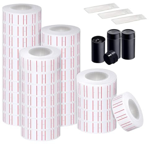Alitamei 30 Rollen 21mm*12mm Preisauszeichner Etiketten, passend für Mx-5500 Etikettiermaschine weiße Preisschildaufkleber 1 Rollen à 600, insgesamt 18000 Etiketten)