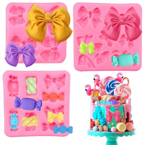 3PCS Bow Tie Silicone Mold,Candy Bow Tie Molds,Chocolate Mould for Birthday Party Cupcake Topper Wedding Candy Chocolate DIY Cake Decorating Mould