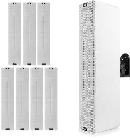 Power Dynamics PD PDCS403A Active Column Speaker System, Wall Mounted 260W Class D Amplified Speaker, Public Address PA Wall Speakers, 4x 3 Inch Woofers, 1 Inch Tweeter, White Finish