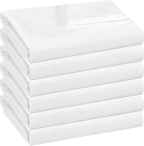 6 Stück Bettlaken ohne Gummizug - Bettwäsche Essentials 225 x 260cm - Flaches Laken weich gebürstete Mikrofaser für Krankenhaus, Massagetisch, Hotel, Airbnbs, Reisen