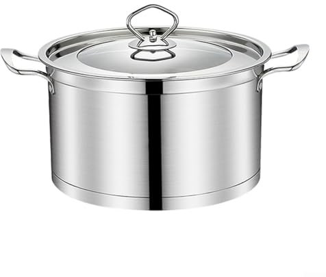Niceminiwall 24CM Stainless Steel Soup Pot, Stockpot Cooking Pots for Induction Cooker Gas Stove, with Glass Lid and Steam Vent, for Slow Roasting Stewing Canning