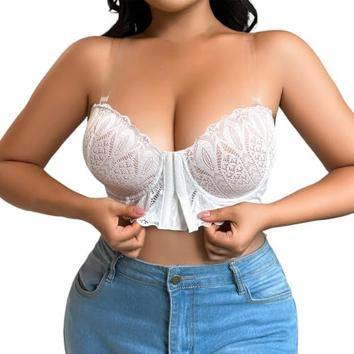 Generisch Damen Trägerloser BH Ohne Bügel Bandeau BH mit Vorderer Schnalle Push Up Rutschfester BH