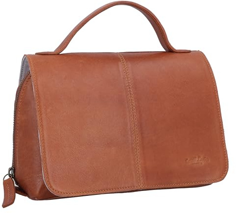 Gusti Costia Häkeltasche Leder – Organizer für Häkelnadeln & Wolle, Echtleder Braun, Stricktasche mit Fächern Damen & Herren