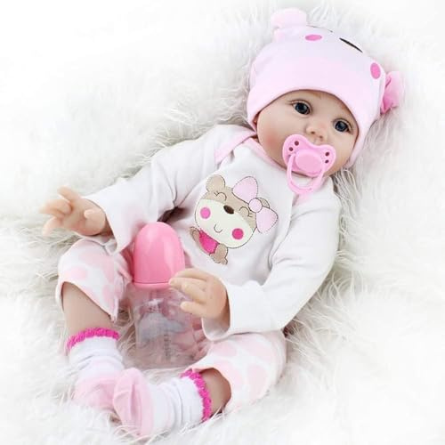 TERTYRES Realistico Bambole Reborn Femmine in Silicone Morbido 22 Pollici 55cm Bambole per Bambini Reborn con Corpo Cotone Che Sembrano Vere Neonato Aprire Gli Occhi