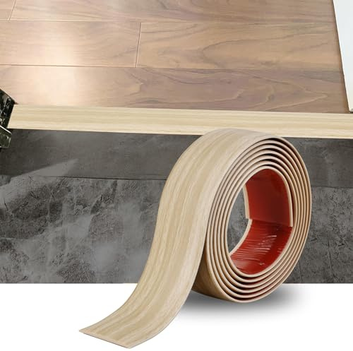 2M Flacher Bodenübergangsleiste Selbstklebender Übergangprofil Türschwellen-Übergangsvinyl Laminat-Bodenbelagsleisten Bodentrennstreifen Fußböden Abdeckleisten, 5cm Beige Maserung