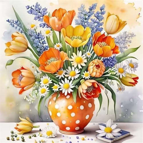 Puzzle 90 Pièces Adultes Vase Tulipe 30x30cm 90 pièces Puzzles pour Adultes Jeu éducatif défi Jouet, Puzzle Impossible pour Toute la Famille