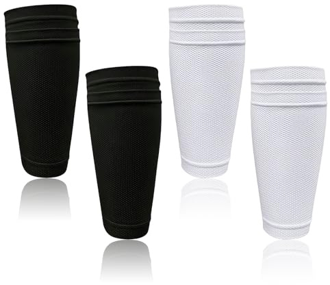 2 Paar Fußball Schienbeinschoner Socken,Fussball Shin Halter Anti Stutzen Schienbeinschonerhalter mit Rutsch Sleeve Socks Stutzenhalter Atmungsaktiv Fussballsocken