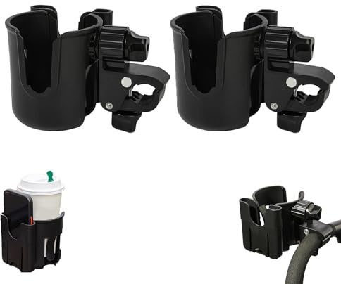 Soporte para bebidas 2 en 1 para cochecito, portavasos, soporte para botellas, cochecito de bebé, soporte para bebidas con soporte para teléfono móvil, soporte universal para bebidas, accesorios para