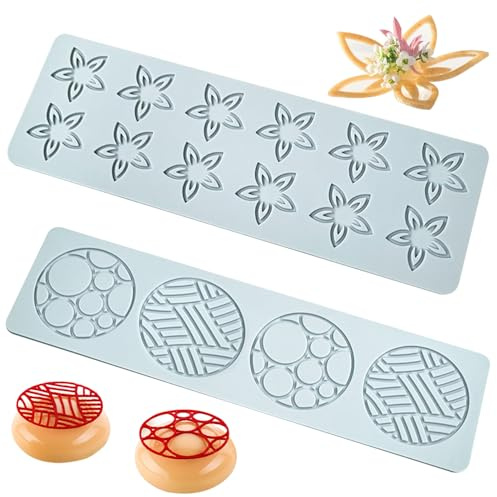 Stampi Tuille 2 pezzi Stampi Tuile per fiori e forme geometriche Pizzo in silicone per decorare torte Fai da te Facile rilascio Cottura per alimenti per dolci alimentari per cucina