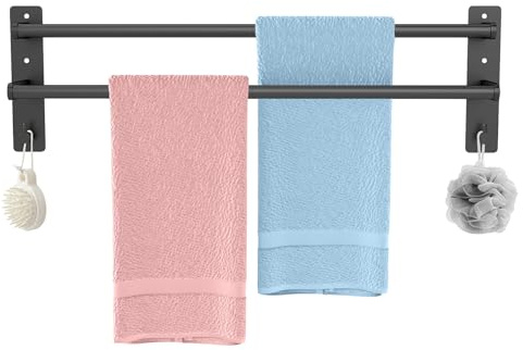 DBETHOM Self Adhesive Towel Rail Wall Mounted 60cm/24″ Black