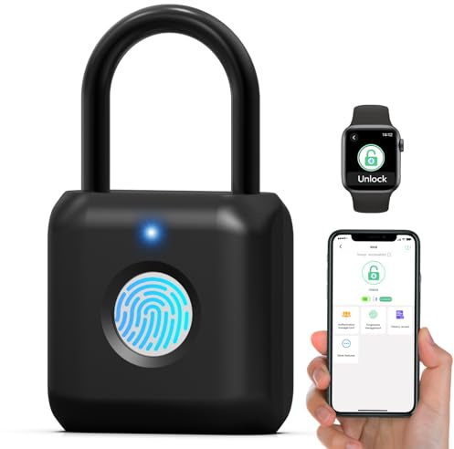 Eseesmart Fingerprint Padlock - Lock with APP Control,Gym Locker Lock,Keyless USB Charging Smart Lock for Gym Locker, Luggages & Suitcases