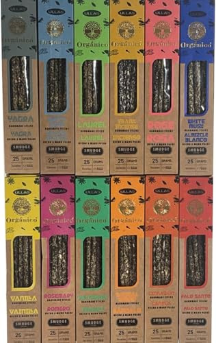 Surtido de 12 Fragancias de Incienso Orgánico Artesanal – Hecho a Mano con Resina Natural y Aceites Esenciales – Ideal para Meditación, Relajación y Aromaterapia
