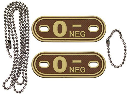 MFH Médaille de groupe sanguin 3D avec chaîne - Pendentif désert - Différentes versions (O négatif)