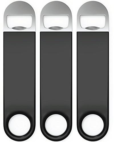 Apribottiglie da 3 Pezzi in Acciaio Inox 17,7cm qualità professionale: rivestito in gomma, acciaio inox
