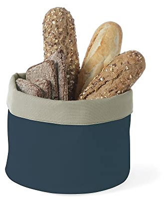 HENDI Brottaschen, rund, strapazierfähig, Brotkorb, Brotmulde, Brotkörbchen, Brötchenkorb, ø200x(H) 200mm, Baumwolle, dunkelblau/grau