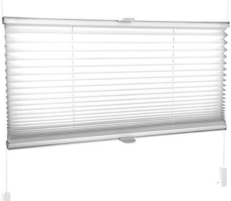 Tropik Home Pleated Blinds 18 Width Sizes, 6 Colours Easy Fit Install Plisse Conservatory Blinds, White, 70cm Wide by 100cm Drop