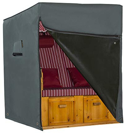 Hentex Cover Strandkorb Abdeckung Winterfest und Wasserdicht, Sonnencreme, UV- Beständig Strandkorb Premium Strandkorbhülle anthrazit L 165 cm