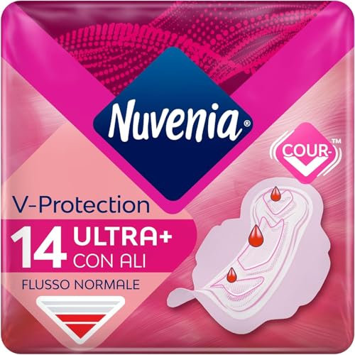 Nuvenia - Assorbente Normal Ultra con Ali - Superficie Traspirante e Assorbenza Rapida - Confezione da 14 Assorbenti