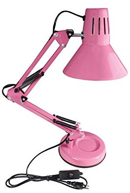 Lampada da scrivania led E27 braccio snodabile orientabile luce da tavolo base con morsetto incluso (Rosa)