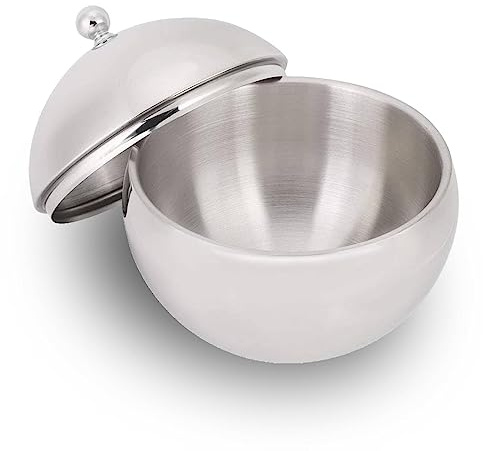 2L Eiskübel, Kugelförmiger Doppelwandiger Edelstahl-Eiskübel, Metall-Eiskübel mit Deckel, Bar-Eiskübel für Eiswürfel, Bier, Champagner，Umweltfreundlich und Harmlos Tragbar Warm Halten, für Party-Bar