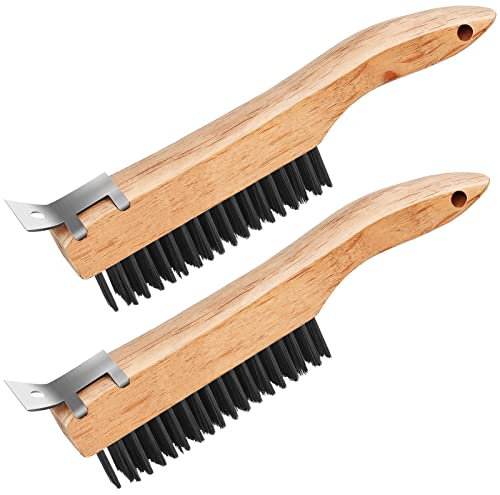 Oumuik Bürste, Stahlbürste Holzgriff Stahlbürste, Rostentfernungsstahlbürste, Schmutzentfernungsbürste, Rostentfernung, Wandreinigungswerkzeug