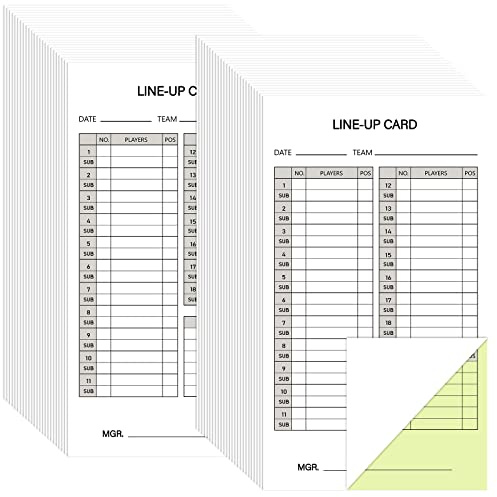 50/100/200 Sets, Softball Baseball Lineup Cards, Coach Supplies, 50 Sets
