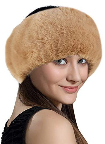 Lifup Damen Winter Kunstpelz Stirnband Elastische Ohrenwärmer Braun 1 One size