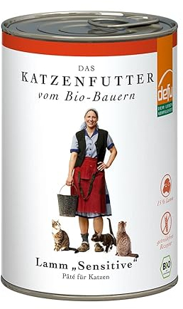 defu Katzenfutter | 12 x 410 g | Pate Bio Lamm Sensitiv | Alleinfuttermittel Premium Bio Nassfutter für Katzen