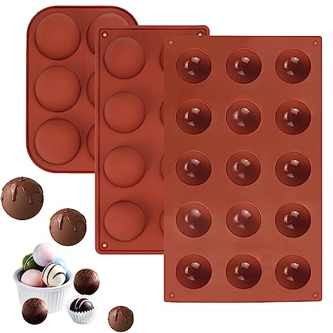 Stampo Semisfera in Silicone - Set di 3 Vassoi per Cioccolato, Torta, Gelatina, Mousse a Cupola - Stampi a Mezza Sfera