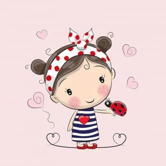 40x50cm French Terry Stoff Panel mit Mädchen - Kinderstoff Sommersweat Panelstoffe für Baby & Kinder - Tiere Stoffpanel Stoffe zum Nähen mit Marienkäfer & Herzen auf rosa - keine Meterware