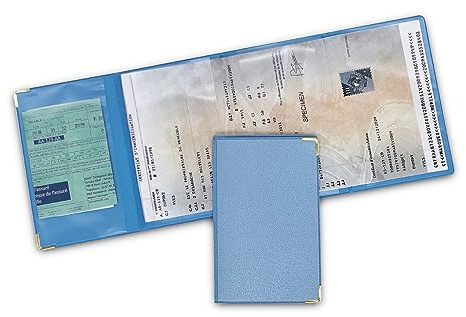 Funda de PVC expandido, efecto metalizado, color azul cielo, fabricación francesa, Gard, azul celeste, format fermé 9 x 13,5 cm, Moderno