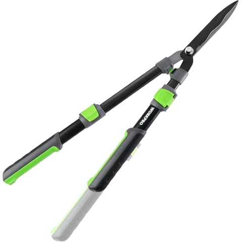 WORKPRO 25-33 Hedge Shears, Manual Hedge Trimmers with Steel Wavy Blade, Telescopic Hedge Clippers with Extendable Handle, Home Garden Pruner