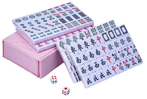 Mahjong | -Jeu De Mahjong | Tuiles De Mahjong De Voyage | Ensemble Jeu Mahjong Chinois Professionnel | Jeu Société Traditionnel Chinois Multijoueur Portable Résistant À l'usure