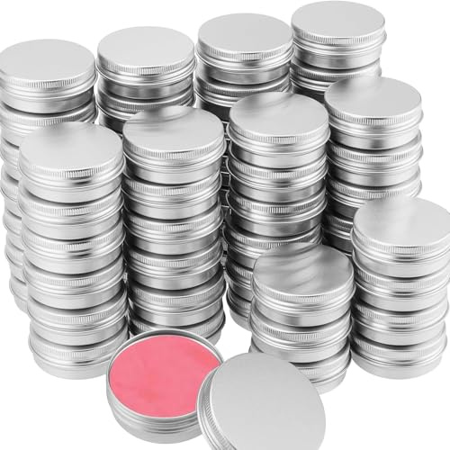 ZOENHOU 40 Pack 30ml 1oz Aluminum Tin Cans, Screw Top Round Tin Jars, Small Empty Travel Container Tins Storage Jars Pots