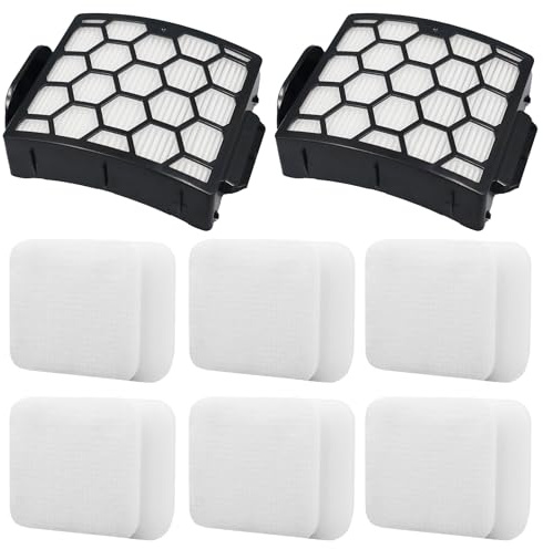 Ancolin LA502 Replacement filter for Shark LA502, LA300, LA322, LA301, LA500, LA702 Rotator Lift-Away ADV DuoClean PowerFins Upright Vacuum (2 Filter + 6 Foam + 6 Felt)