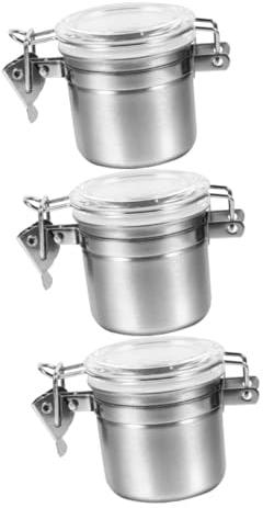 BCOATH 3pcs Jars Lid Coffee Bean Storage Container Tea Tea Canister Coffee Canister Sealed Stainless Steel