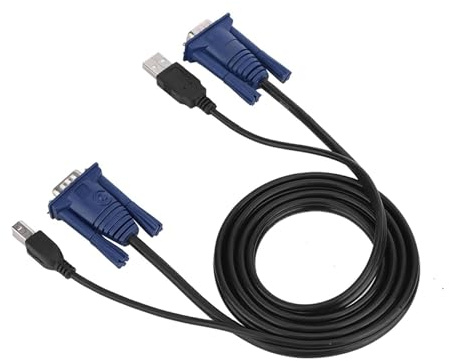 USB 2.0 KVM-Switch-Kabel, 1,5 M, VGA-Kabel für PC, Computer, Multifunktionales 2-in-1-KVM-Switch-Kabel, Praktische und Zuverlässige Konnektivität für Elektronische Geräte.