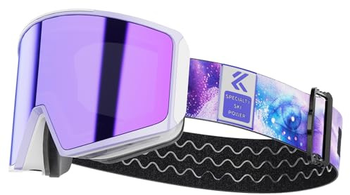 KAPVOE Maschera da Sci con Lenti Magnetiche, Antifog, Protezione UV400, per Uomo, Donna e Giovani, Compatibile con Caschi, Ideale per Sci, Snowboard e Pattinaggio u ghiaccio 05
